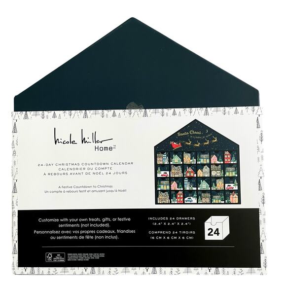 Nicole Miller Christmas Advent Calendar 24 Countdown Drawers Refillable New - Picture 2 of 10